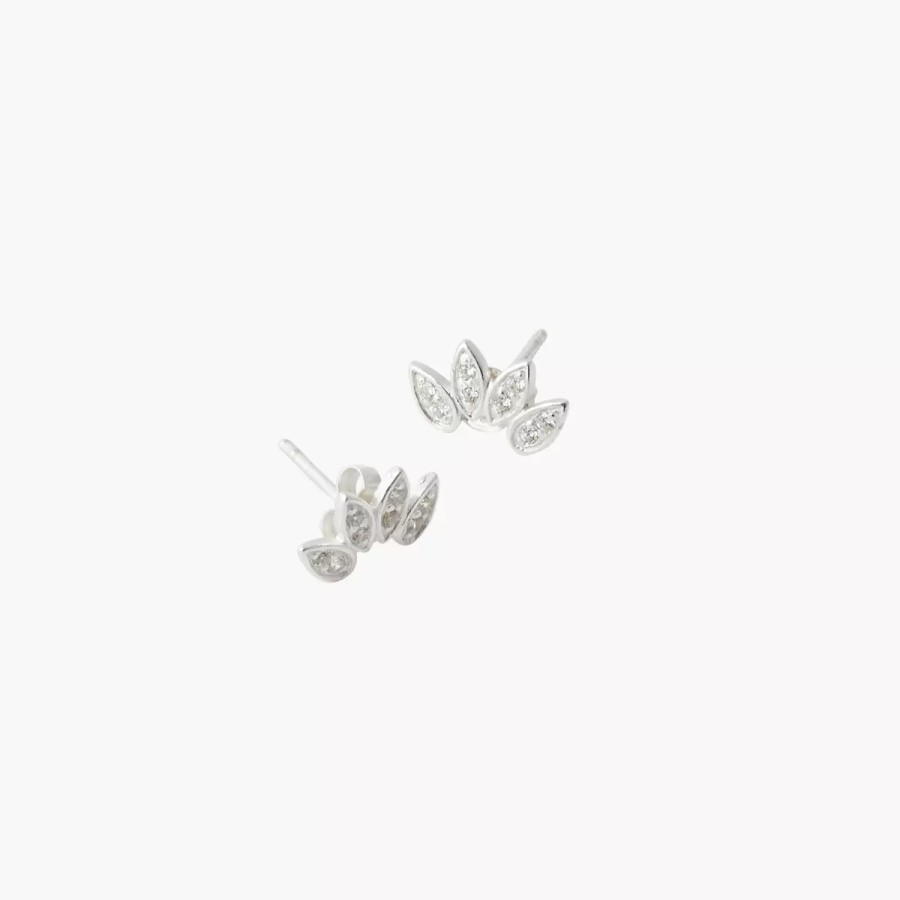 Hot Puces D'Oreilles Petales Zirconium Argent Garanti Boucles D'Oreilles Argent Garanti