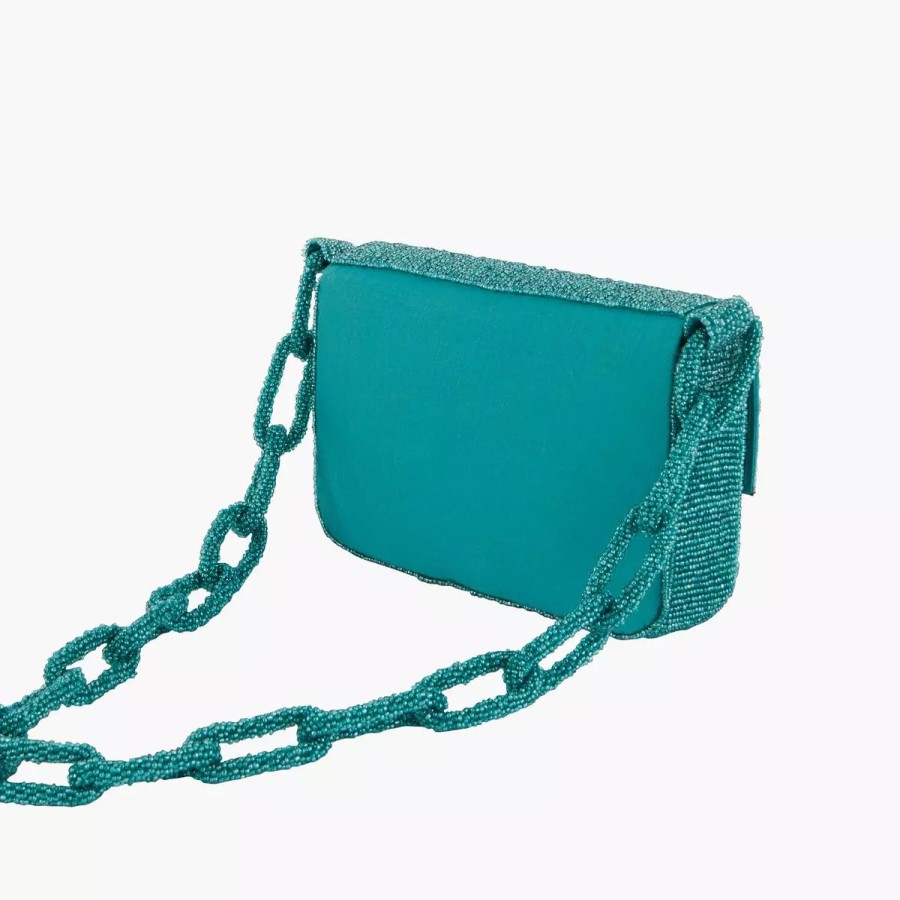 Online Pochette Perlee A Bandouliere - Turquoise Sacs