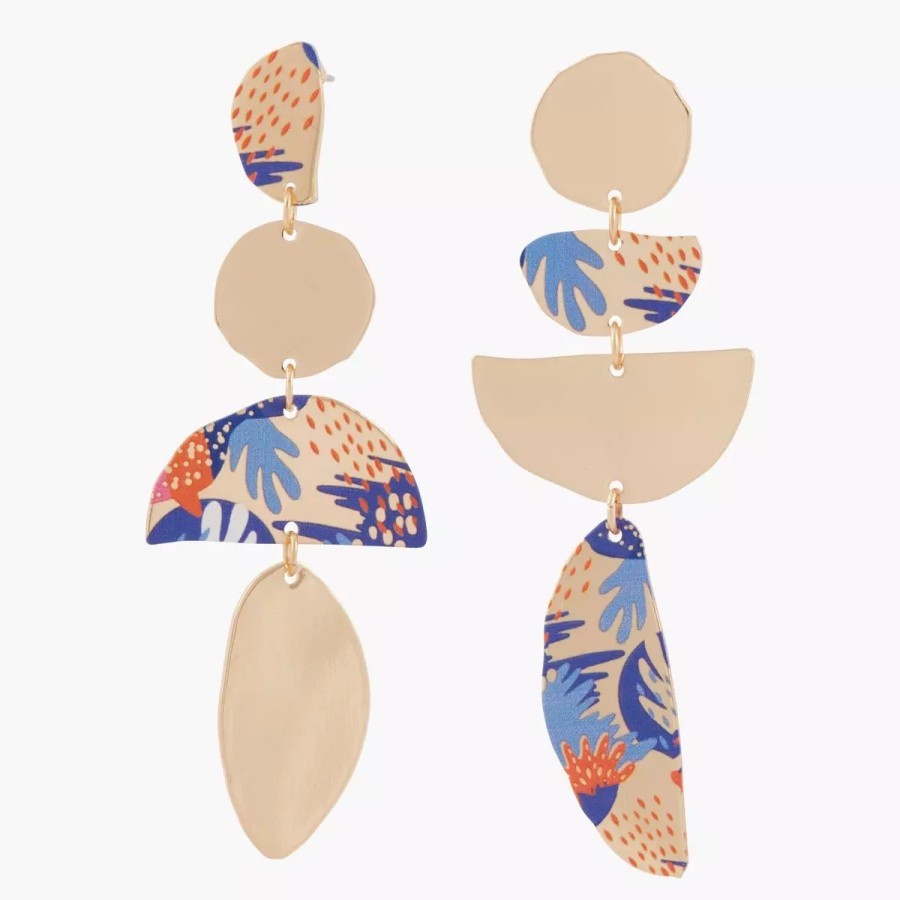 Online Boucles D'Oreilles Asymetriques Imprimees Fleurs Bleues Balagane Boucles D'Oreilles