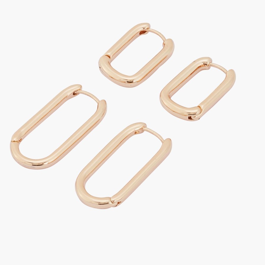 Online Set De Creoles Rectangulaires Gold Touch Boucles D'Oreilles