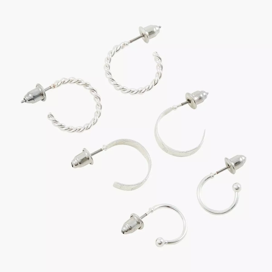 Wholesale Set De 3 Mini-Creoles Silver Touch Boucles D'Oreilles