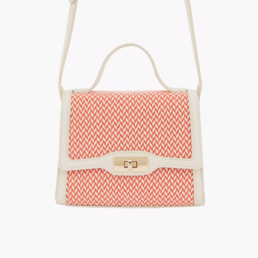 Best Petit Sac A Bandouliere A Motifs - Corail Et Ecru Sacs