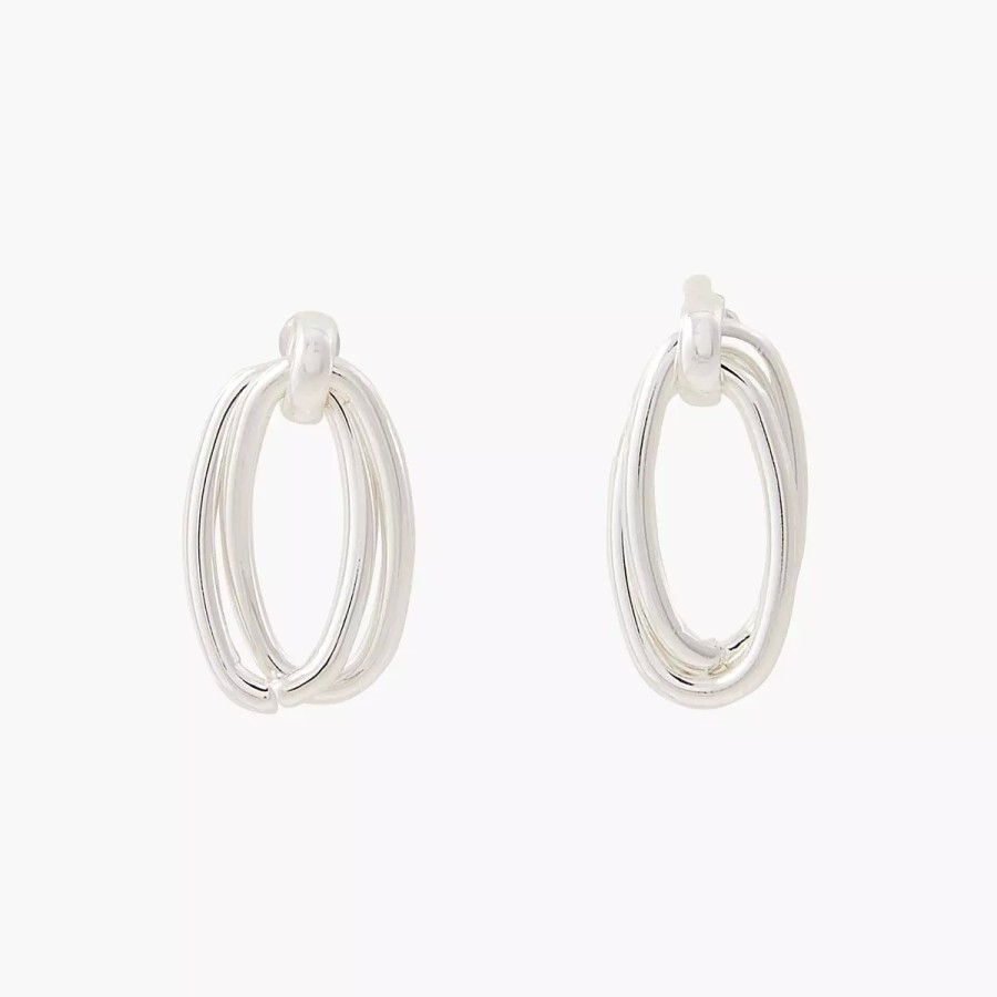 Clearance Boucles D'Oreilles Ovales 2 Anneaux - Argente Boucles D'Oreilles