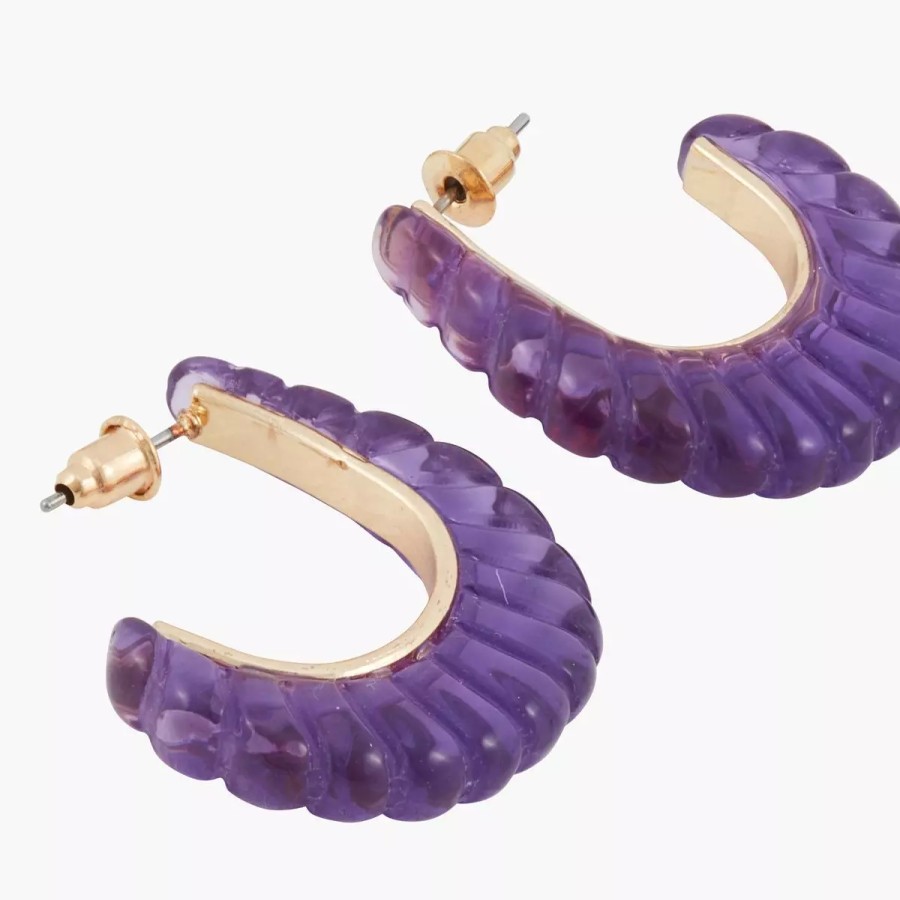 Clearance Demi-Creoles Sculptees En Acrylique - Violet Boucles D'Oreilles