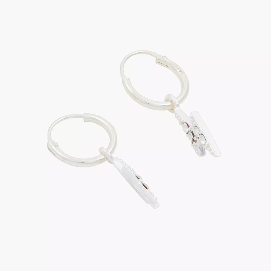 Best Mini-Creoles Eclair Argent Garanti Boucles D'Oreilles Argent Garanti