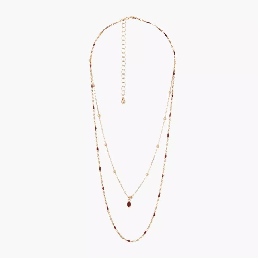 Clearance Collier 2 Rangs Chaines Emaillees City Blush Colliers