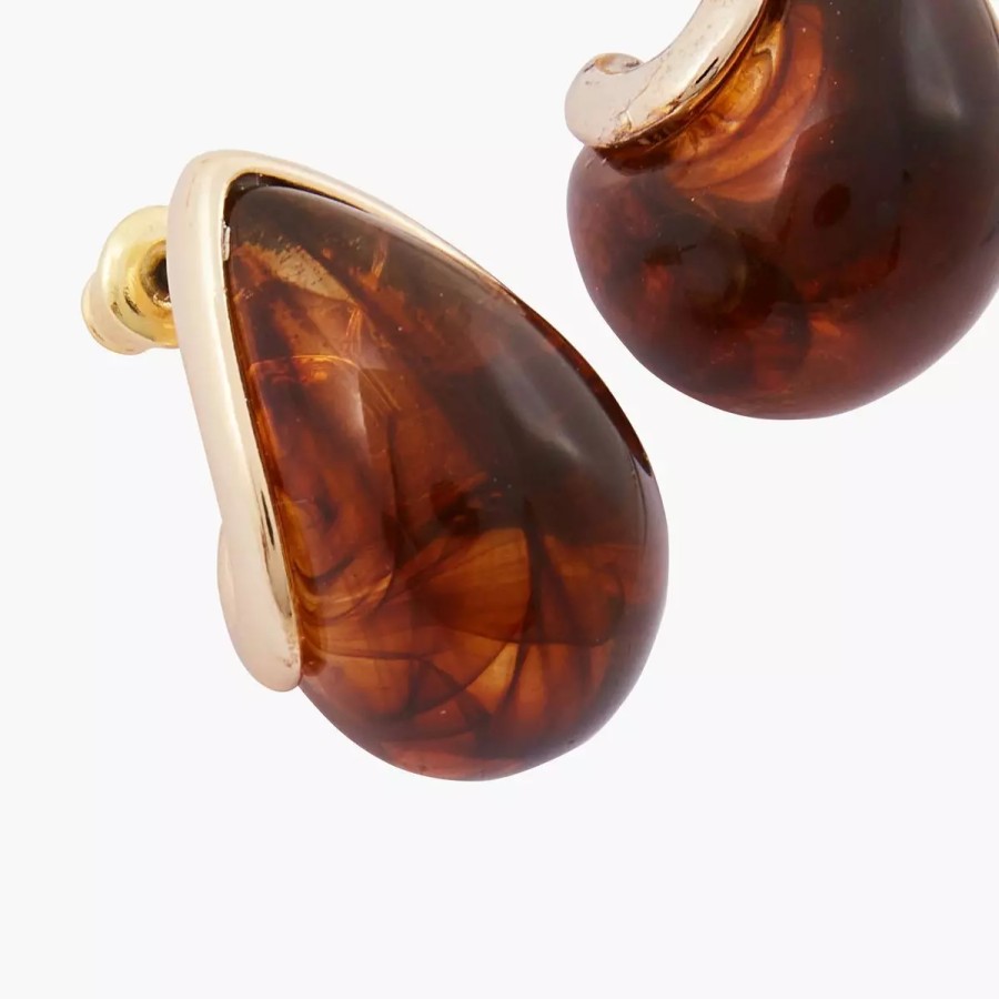 Wholesale Boucles D'Oreilles Puces - Marron Et Dore Boucles D'Oreilles