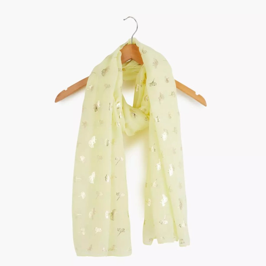 Wholesale Foulard Jaune Motif Feuilles Foulards