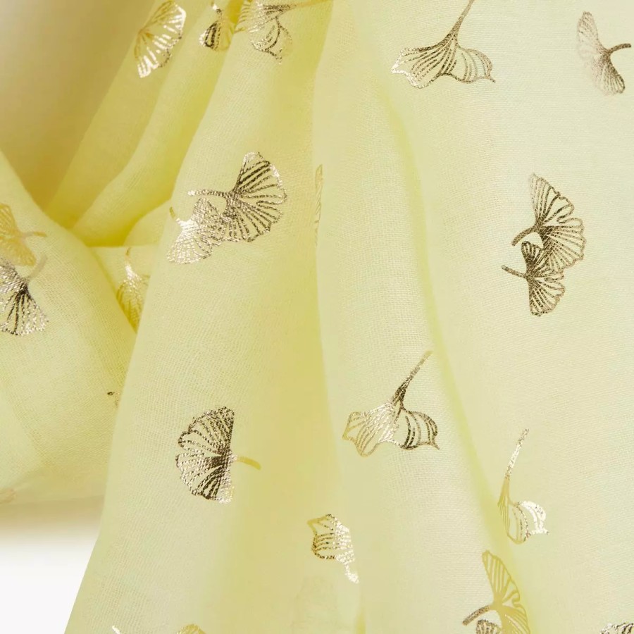 Wholesale Foulard Jaune Motif Feuilles Foulards