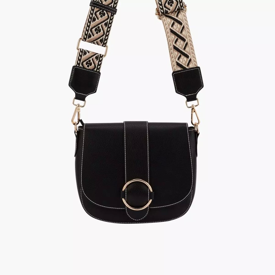 Clearance Sac A Bandouliere Motif Ethnique - Noir Sacs