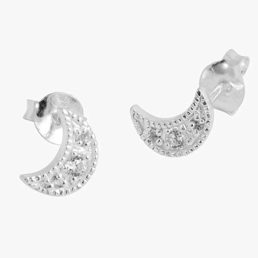 Hot Puces D'Oreilles Lune Zirconium Argent Garanti Boucles D'Oreilles Argent Garanti