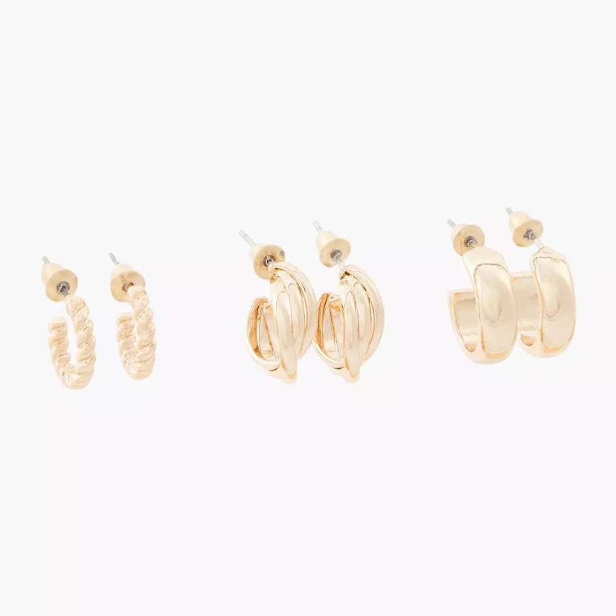 Clearance Set De Mini-Creoles Gold Touch Boucles D'Oreilles