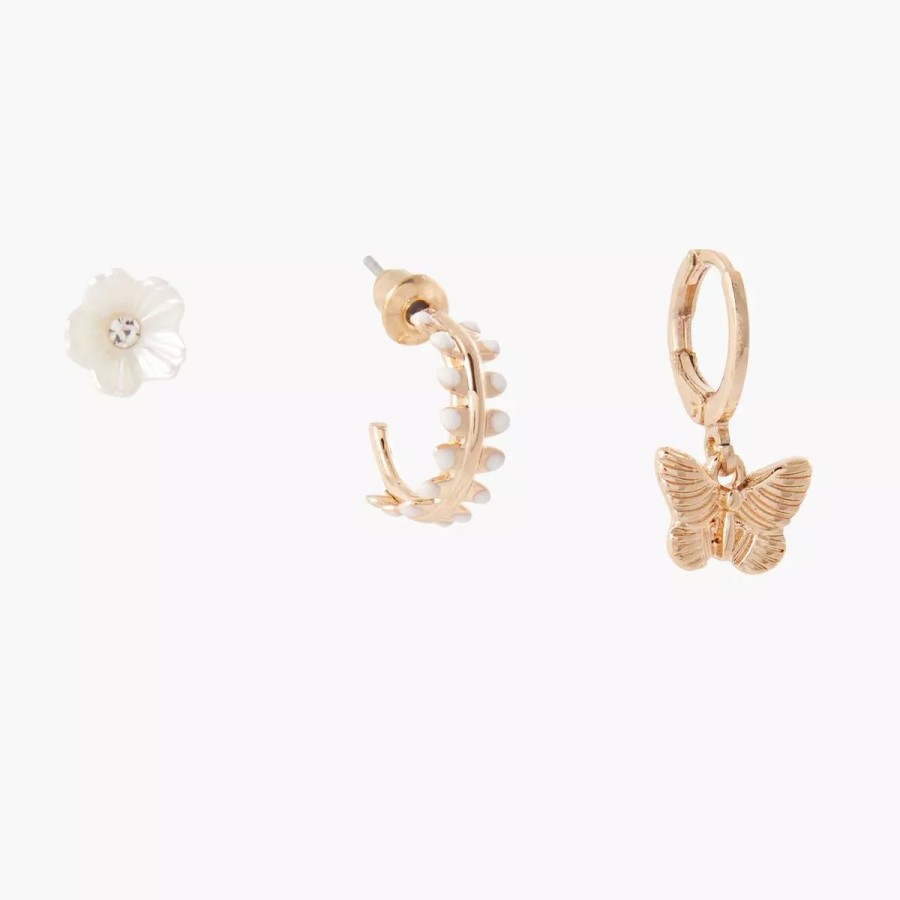 New Set De 3 Boucles D'Oreilles Fleurs Gadget Mode Bo Boucles D'Oreilles