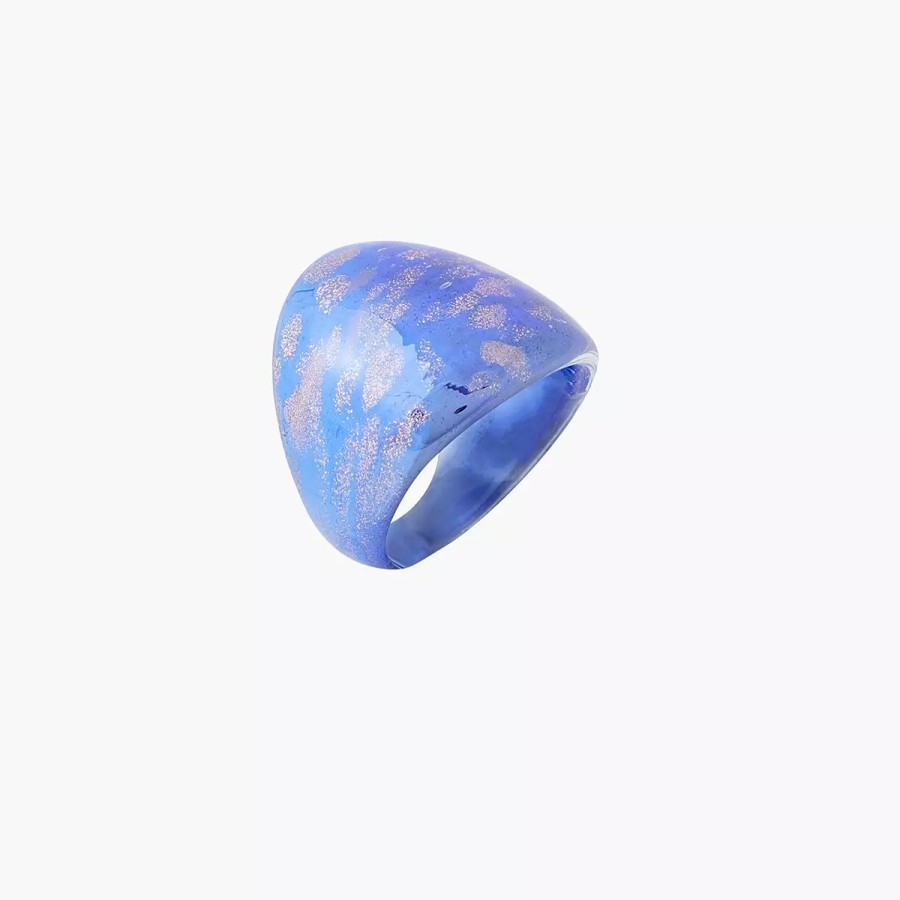 Online Bague En Verre Bleue Et Doree Bagues