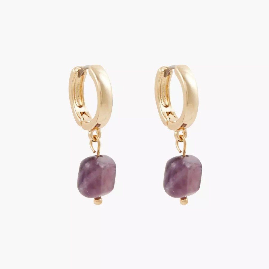 New Petites Creoles Pierre D'Amethyste - Violet Boucles D'Oreilles