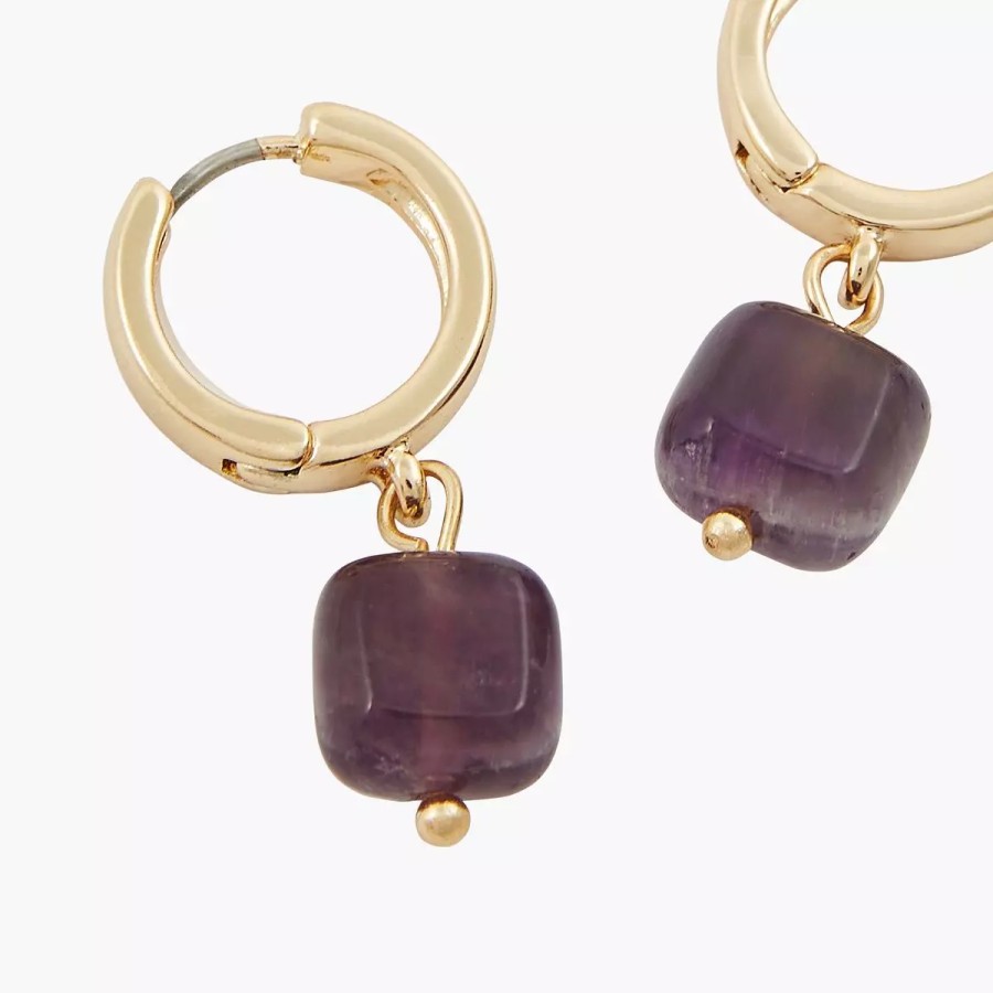 New Petites Creoles Pierre D'Amethyste - Violet Boucles D'Oreilles