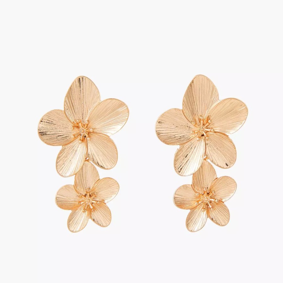 Online Boucles D'Oreilles Double Fleur En Metal Pastel Prairy Boucles D'Oreilles