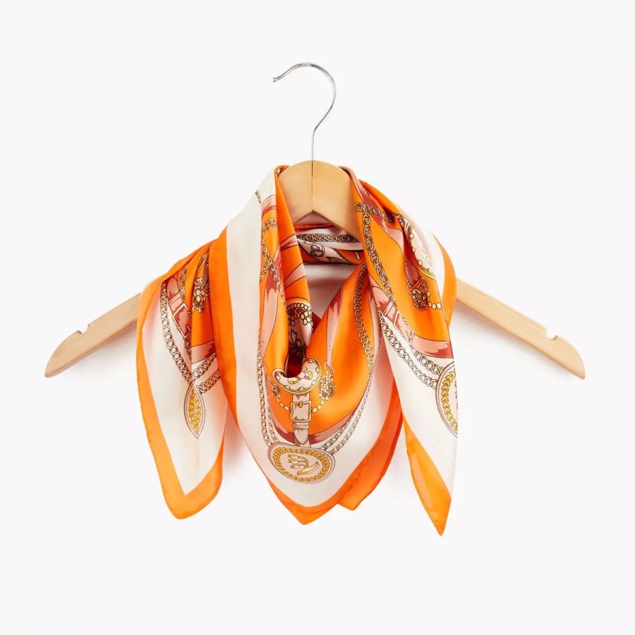 Wholesale Foulard Effet Satin Orange Foulards