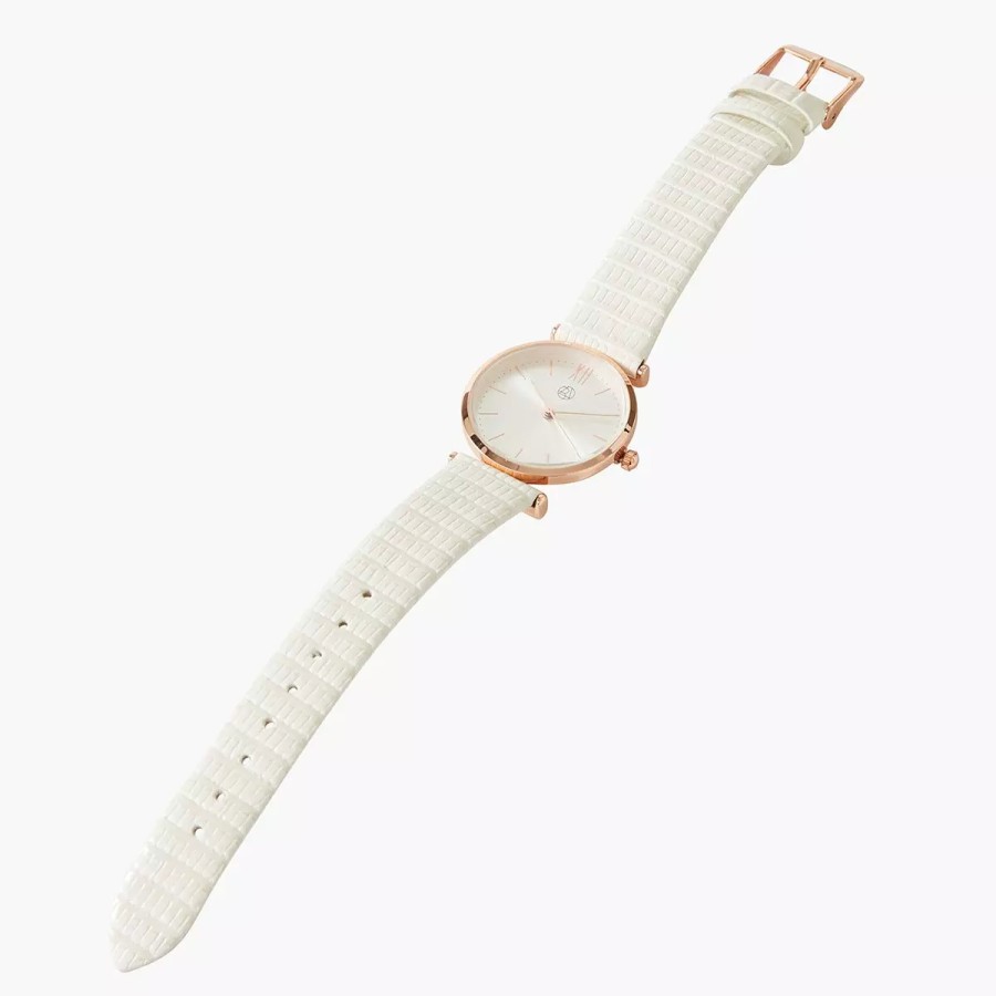 Hot Montre Bracelet Effet Lezard Blanc Montres