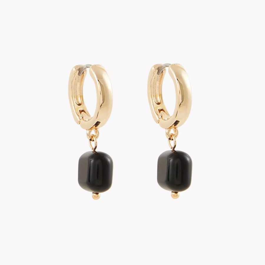 Best Petites Creoles Pierre D'Onyx - Noir Boucles D'Oreilles