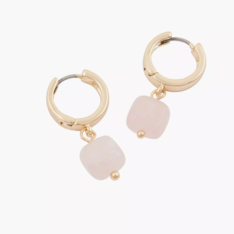 Clearance Petites Creoles Pierre De Quartz - Rose Clair Boucles D'Oreilles