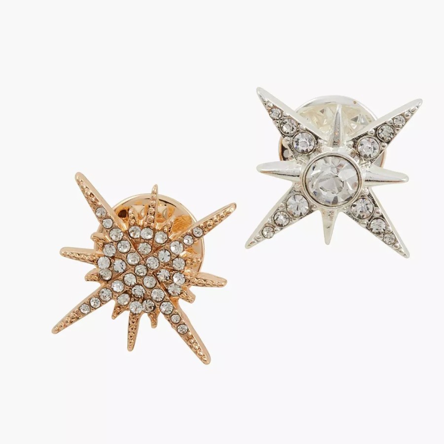 New Set De 2 Broches Etoiles Strass Broches