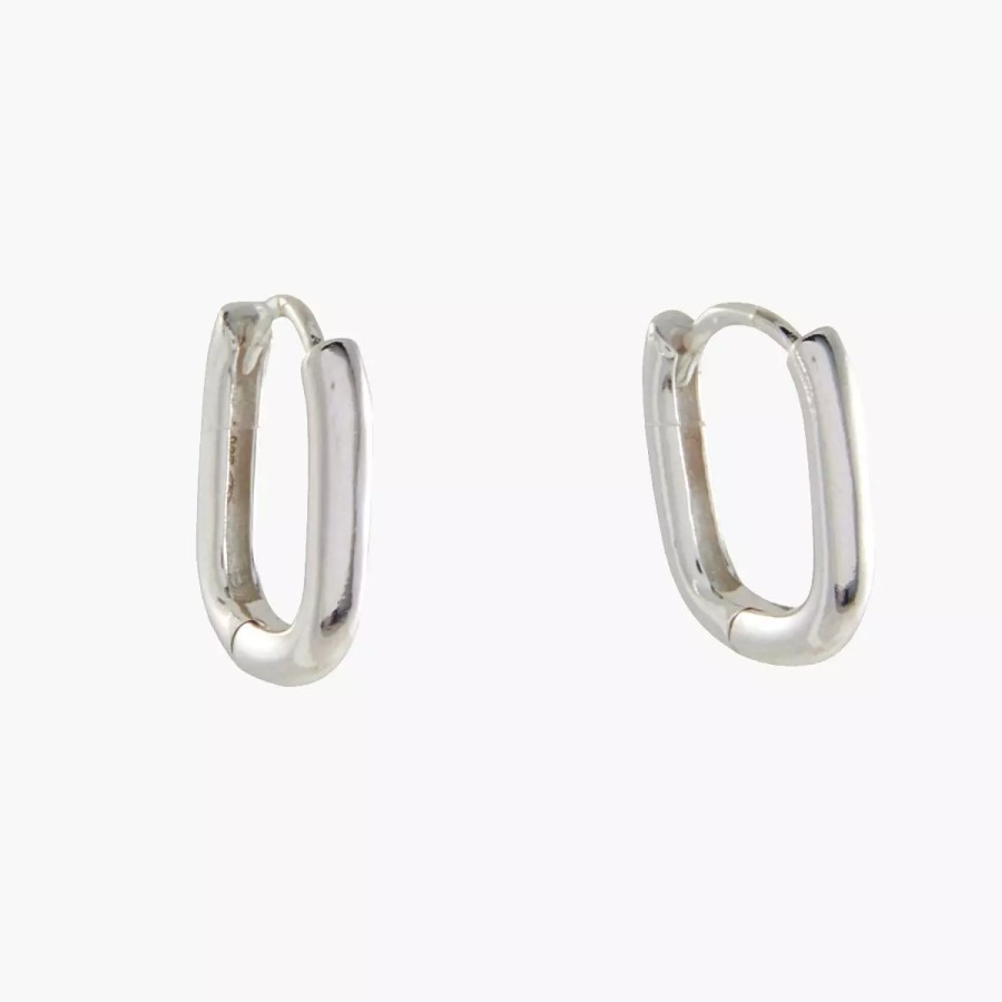 Best Mini-Creoles Rectangles Argent Garanti Boucles D'Oreilles Argent Garanti