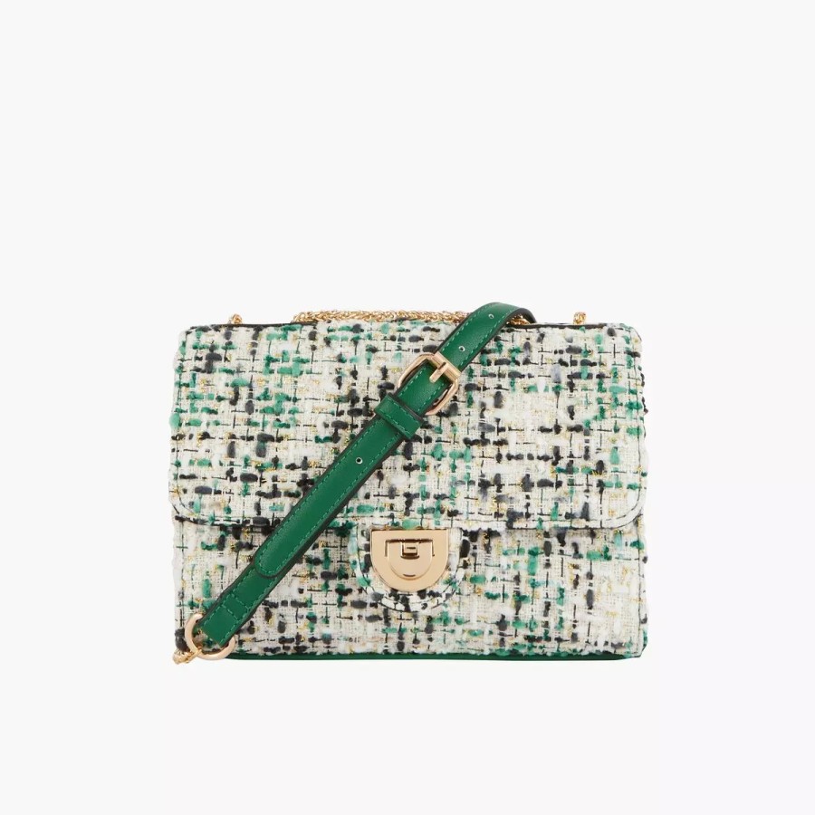 Hot Sac A Bandouliere En Tweed - Vert Et Blanc Sacs